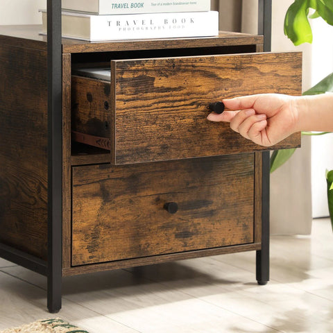 VASAGLE Nightstand Rustic Brown and Black