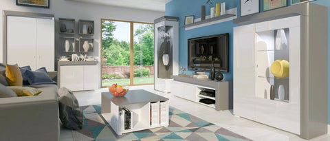 Lathea White Gloss and Grey TV Cabinet Entertainment Unit