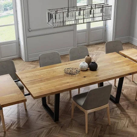 Solid Oak VF Extendable Kitchen Dining Table with VF LEGS - Industrial Rustic ...