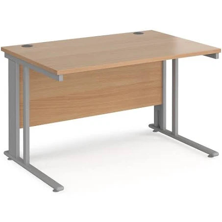 Maestro 25 Straight Desk 1200mm x 800mm - Silver Cable Managed Leg Frame, Beech Top