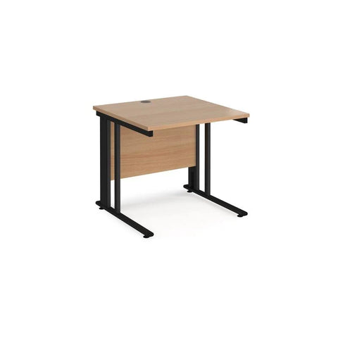 Maestro 25 Straight Desk 1200mm x 800mm - Silver Cable Managed Leg Frame, Beech Top