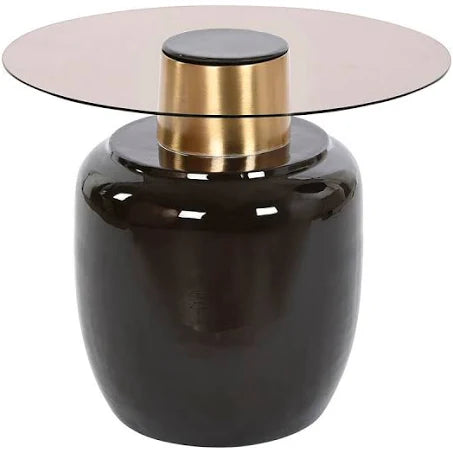 Black and Gold Metal Crystal Side Table by DKD Home Decor
