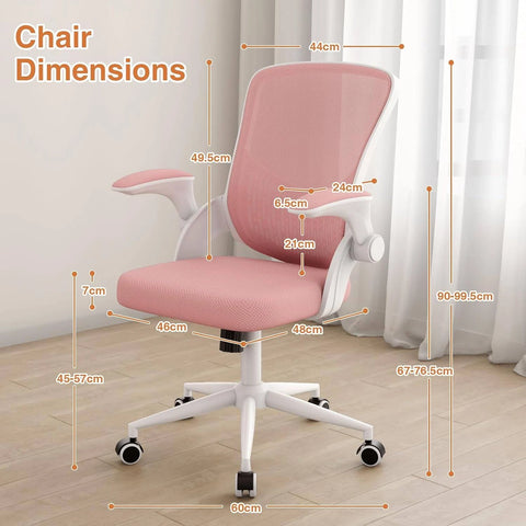 Bigzzia - Office Desk Chair Ergonomic Chair with Flip-Up Armrests Mid-Back ...