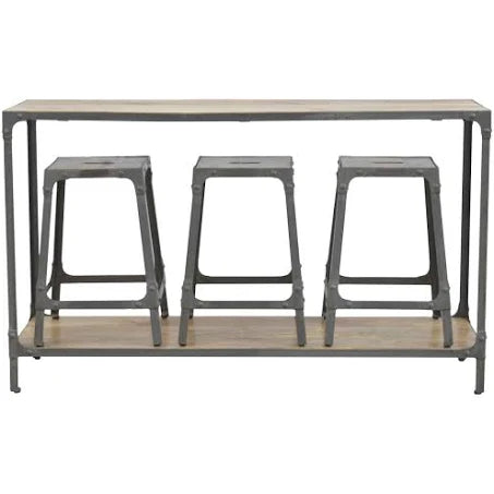 Hallway Iron Console Table with 3 Nesting Stools - Home Interior Decor