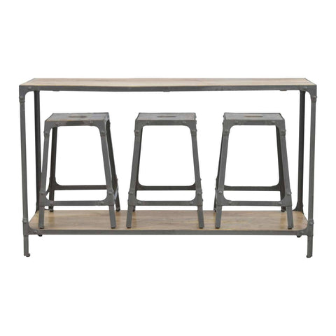 Hallway Iron Console Table with 3 Nesting Stools - Home Interior Decor