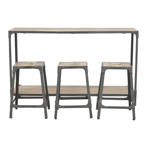 Hallway Iron Console Table with 3 Nesting Stools - Home Interior Decor