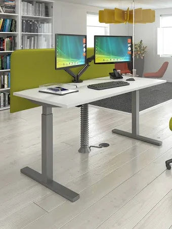 Dams International Sit Stand Desk Elev8 Mono White with Silver