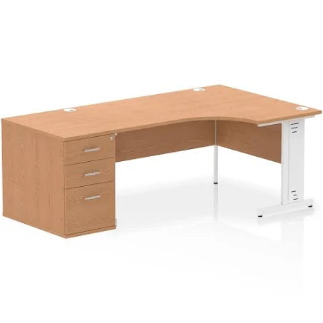Impulse 1600mm Cable Managed Right Crescent Desk Workstation