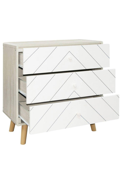 Seconique Dixie 3 Drawer Chest - Dusty Grey/White