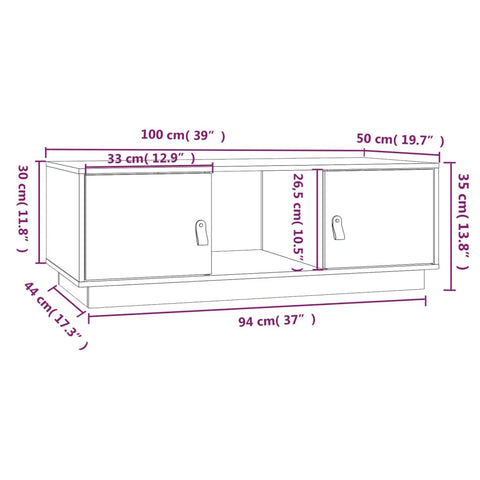 vidaXL Coffee Table Grey 100x50x35 cm Solid Wood Pine