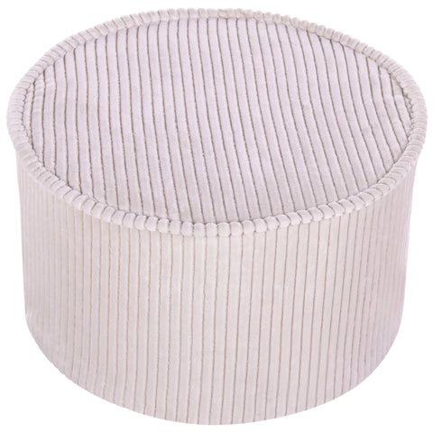 Pouffe Light Beige Cotton 40 x 25 cm Round Fabric Velvet Structure Ribbed ...