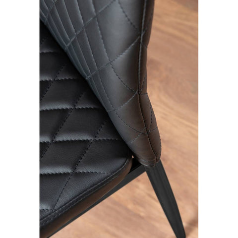 Furniture Box Novara Black Leg Round Glass Dining Table and 4 Black Milan Black ...