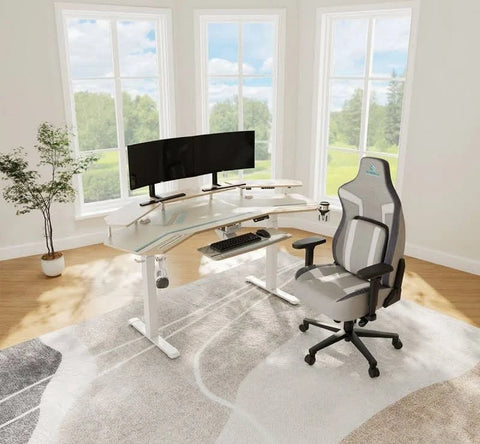 Eureka Ergonomic Höhenverstellbarer Schreibtisch 182×76cm Flügelförmiger Gaming ...