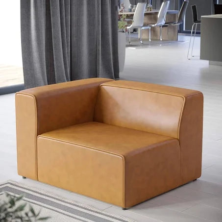Modway Mingle Vegan Leather Sectional Sofa Left-arm Chair, Tan