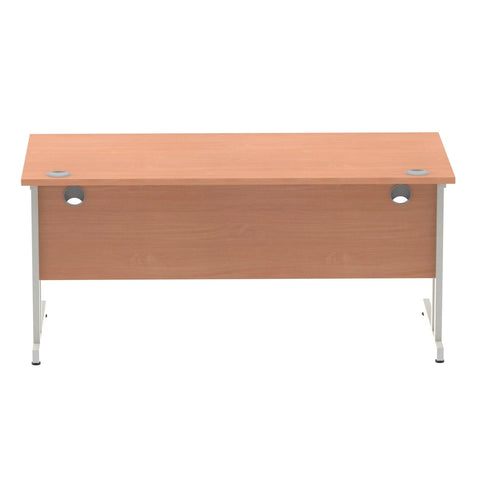 Impulse 1600 x 800mm Straight Office Desk Black Top Silver Cantilever