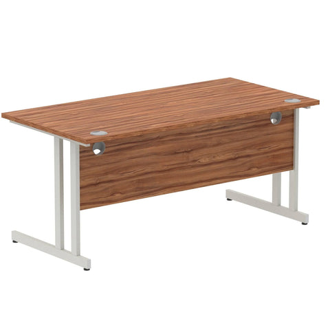 Impulse 1600 x 800mm Straight Office Desk Black Top Silver Cantilever