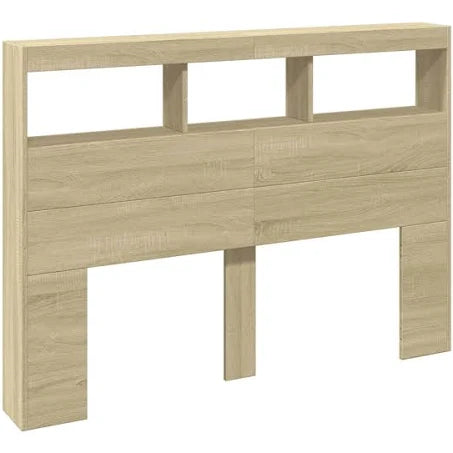 vidaXL Headboard Cabinet with LED Sonoma Oak 140x17x102 cm