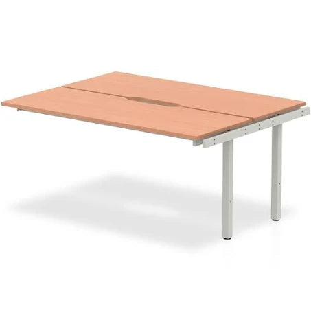Evolve Plus 1600mm B2B Ext Kit Grey Oak Top Desk Silver Frame