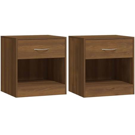 vidaXL Bedside Cabinets 2 Pcs with Drawer Brown Oak