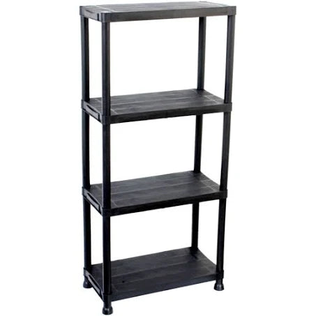 4 Tier Black Plastic Heavy Duty Shelving Racking File Storage Unit