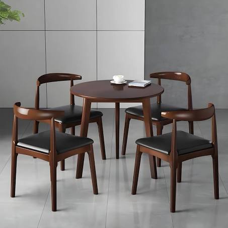 Round Brown Rubberwood Dining Table with Legs - Seats 2 - Standard Height ...