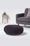 Homescapes - Large Round Cotton Knitted Pouffe Footstool - Black