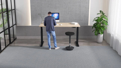 Air 1600 x 800mm Height Adjustable Desk Beech Top Black Leg