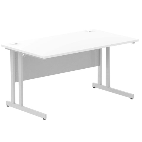 Impulse Straight Desk White Cantilever Leg White 1400 x 800mm