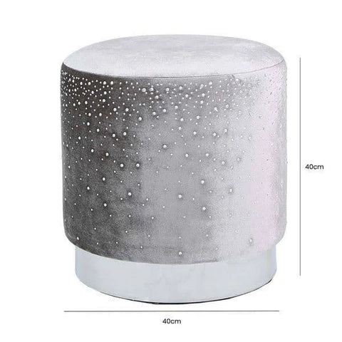 Value Grey Round Stool with Sparkle Pattern - Home Luxe Interior