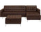 Beliani Corner Sofa Bed Brown Faux Leather Tufted Modern L-Shaped Modular 4 ...