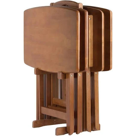 Winsome Wood 33517 Dylan Oversize Snack Table Set, Teak- 5 Piece