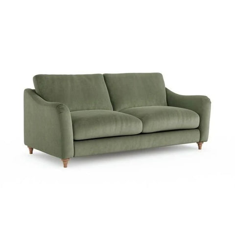 Dunelm Hattie Matte Plush 3 Seater Sofa, Green, Matte Plush Sage, Fabric/Velvet