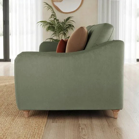 Dunelm Hattie Matte Plush 3 Seater Sofa, Green, Matte Plush Sage, Fabric/Velvet