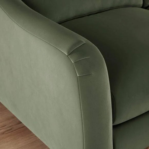 Dunelm Hattie Matte Plush 3 Seater Sofa, Green, Matte Plush Sage, Fabric/Velvet