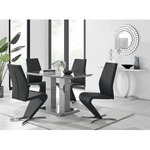 Furniturebox UK - Imperia 4 Modern Grey High Gloss Dining Table and 4 Elephant ...