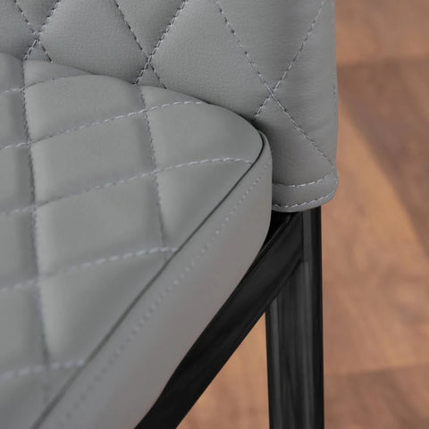 Furniture Box Carson White Marble Effect Dining Table and 6 Grey Milan Black Leg ...