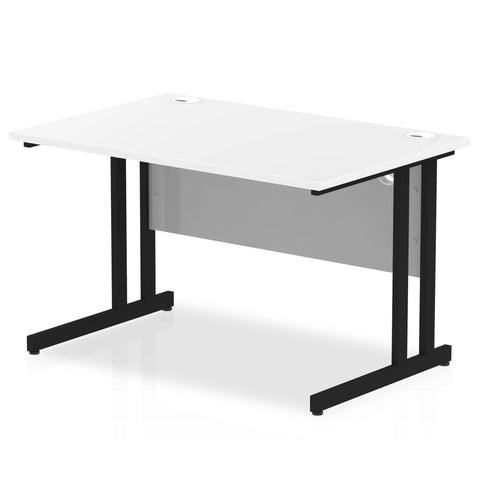 Impulse 1200 x 800mm Straight Desk Walnut Top Black Cantilever Leg