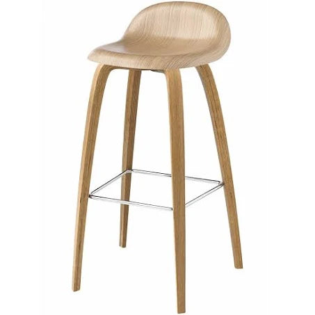 Gubi 3D Wood Base Stool by Gubi Oak / Oak Semi Matt Lacquered / 75cm Bar Height
