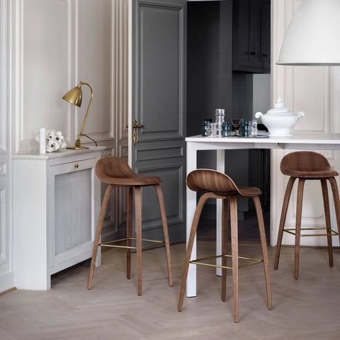Gubi 3D Wood Base Stool by Gubi Oak / Oak Semi Matt Lacquered / 75cm Bar Height