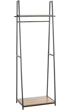 Haku Mobel Standing Wardrobe Oak, Black, MDF, Metal - Size: W 68 cm x H 166 cm x ...