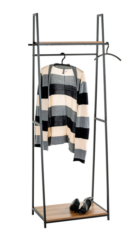 Haku Mobel Standing Wardrobe Oak, Black, MDF, Metal - Size: W 68 cm x H 166 cm x ...