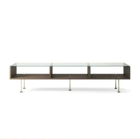 Decotique Vogue Coffee Table 45x165 cm Brass - Coffee Tables Glass Dark Oak ...