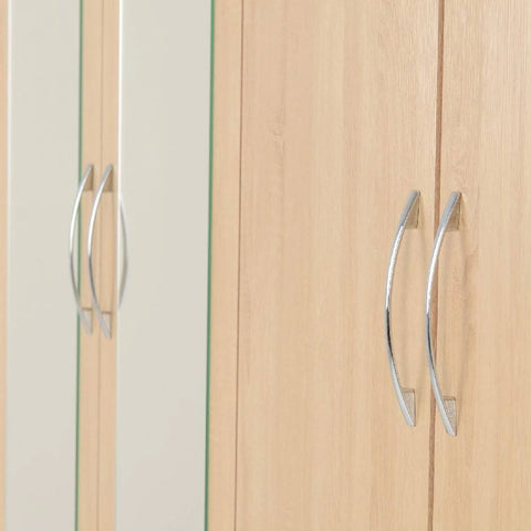 Seconique Nevada 4 Door 2 Drawer Mirrored Wardrobe Black Wood Grain