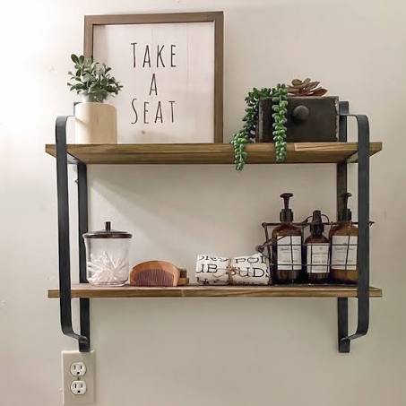 2-Tier Floating Wall Shelves - Brown - Livingandhome