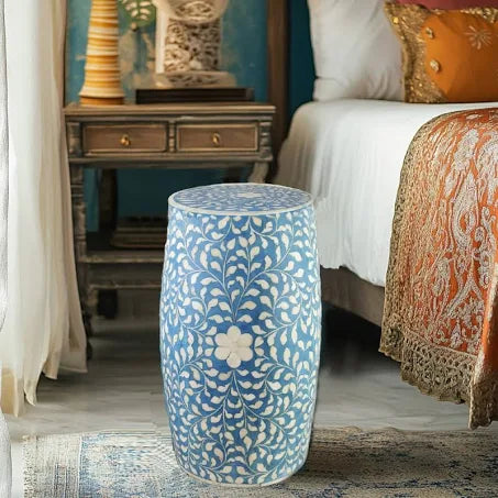 Blue Bone inlay Drum Stool