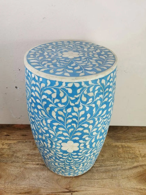 Blue Bone inlay Drum Stool