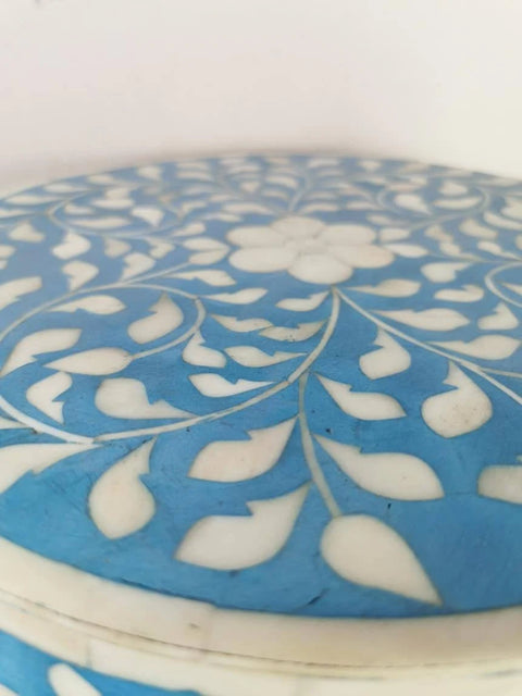 Blue Bone inlay Drum Stool