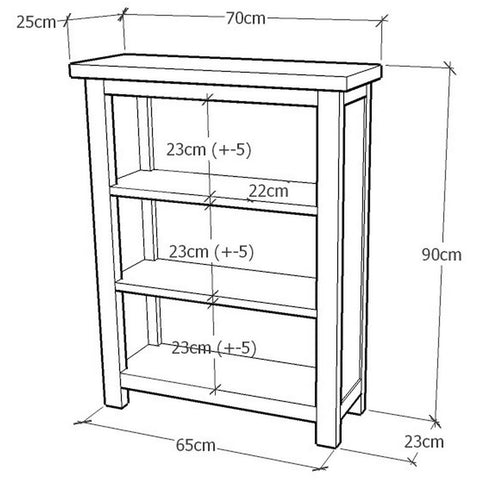 Lugo 3 Shelf Antique Waxed Bookcase