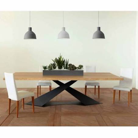 Modern design dining table with elliot made in italy oak top