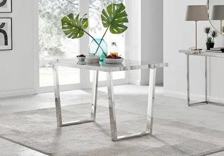 Furniture Box Kylo 120cm White Marble Effect Dining Table
